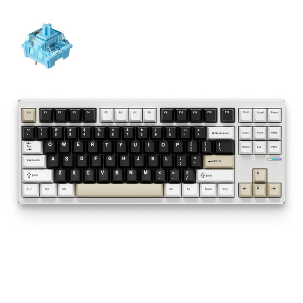 MCHOSE GX87S Tri-mode RGB Hot-Swappable Wireless Gaming Keyboard - Milky Brown, Mist Blue Switch, 88 keys