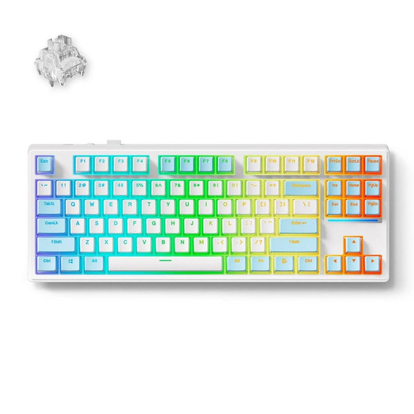 MCHOSE K87 Tri-mode RGB Hot-Swappable Wireless Gaming Keyboard - White Blue, Ice Switch, 88 keys
