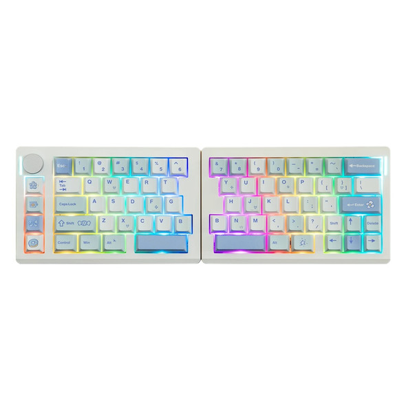 Epomaker Split70 RGB Hot-Swappable Wireless Mechanical Keyboard - White Blue, Wisteria Linear Switch V2, 71 Key