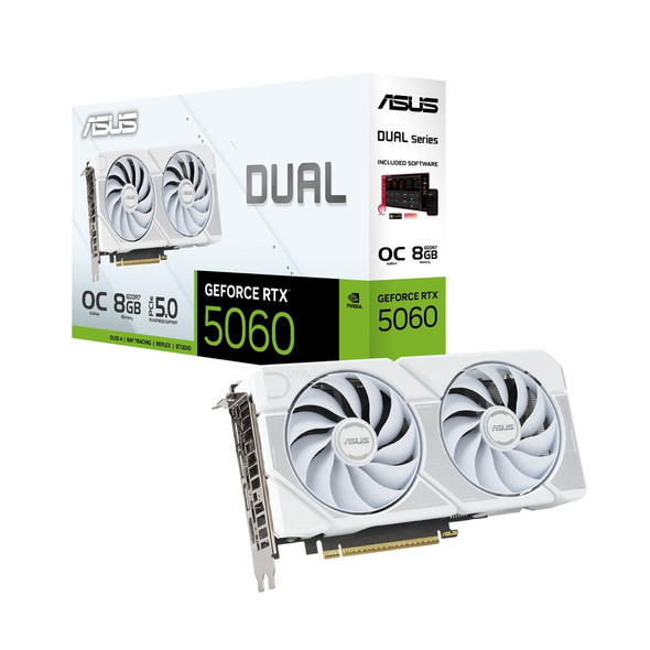 ASUS DUAL NVIDIA GeForce RTX 5060 OC White 8GB GDDR7 Graphics Card