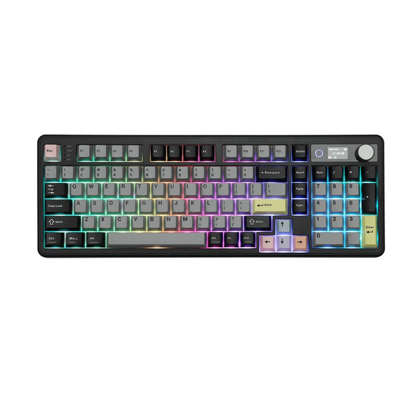Epomaker TH99 Pro Hot-Swappable RGB Wireless Mechanical Keyboard - Black Grey, Creamy Jade Switch, 98 Keys