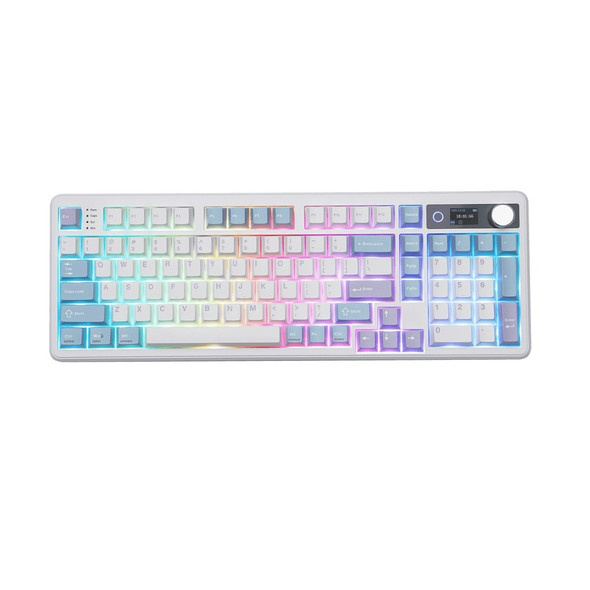 Epomaker TH99 Pro Hot-Swappable RGB Wireless Mechanical Keyboard - White Blue, Creamy Jade Switch, 98 Keys