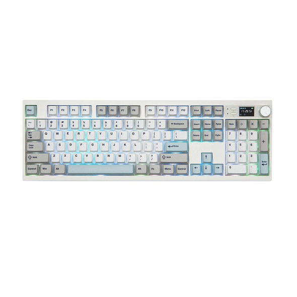 Epomaker QK108 Hot-Swappable RGB Wireless Mechanical Keyboard - Grey White Green, Wisteria Linear Switch, 104 Keys