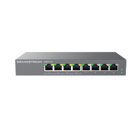 Grandstream GWN7711P 8-Port Gigabit L2 Managed PoE Switch (60W) 1GbE x8