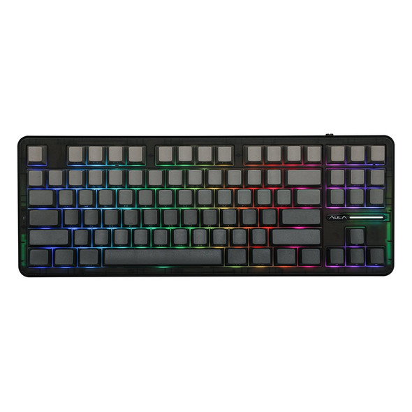 AULA F87 Pro RGB Hot-Swappable Wireless Gaming Keyboard - Black Grey, LEOBOG Greywood Switch, 87 keys