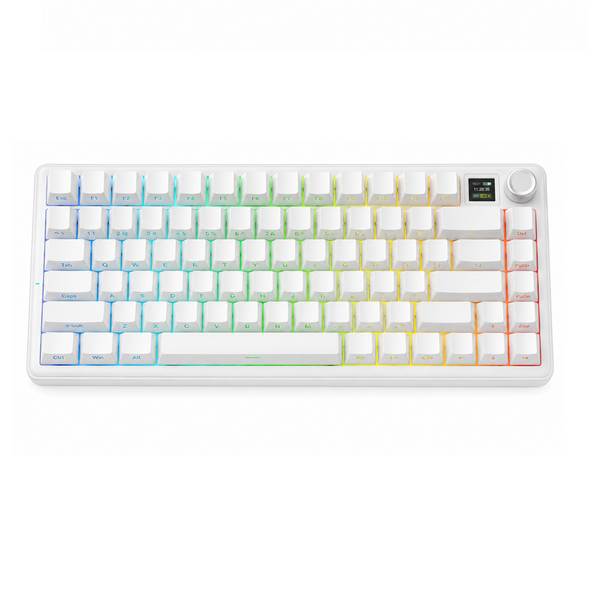 AULA F75 MAX RGB Hot-Swappable Wireless Gaming Keyboard - White Side-printed, Star Vector Switch, 80 keys