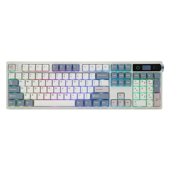 Epomaker TH108 Pro Hot-Swappable RGB Wireless Mechanical Keyboard - White Blue, Creamy Jade HE Switch, 104 Keys