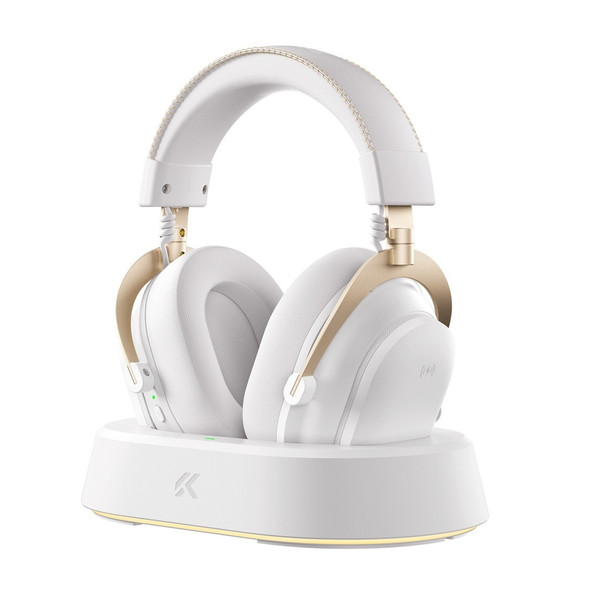 MCHOSE V9 Turbo+ Wireless RGB Gaming Headset with Magnetic Charging Station White Gold HW-V9-13