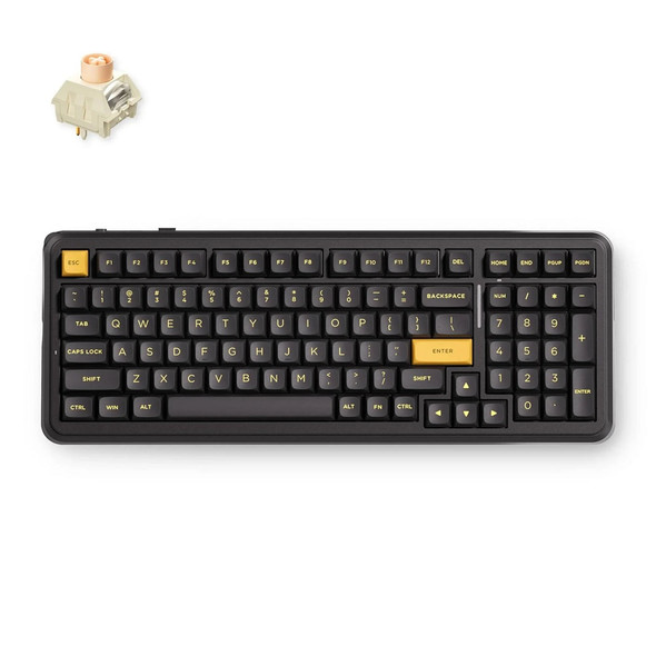 Buy the MCHOSE K99 V3 RGB Hot-Swappable Wireless Gaming Keyboard - Black Gold, Icy Creamsicle Switch, 99 keys HW-K99V3-7 ( HW-K99V3-7 ). Shop online at Extremepc.co.nz