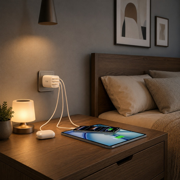Choetech PD1008A Dual USB-C & USB-A Travel Charger White