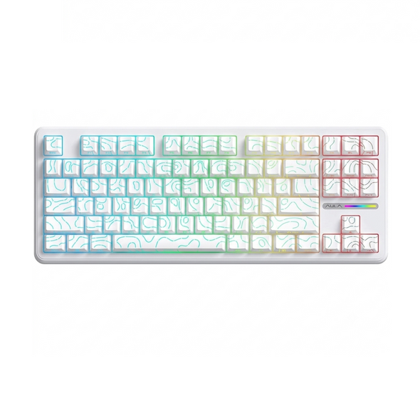 AULA F87 Pro RGB Hot-Swappable Wireless Mechanical Keyboard - White Contours, 87 Key