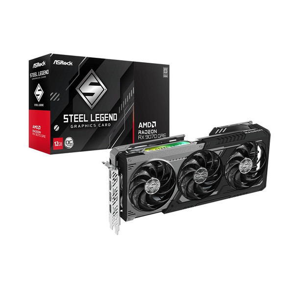 ASRock Steel Legend Dark Radeon RX 9070 GRE 12GB GDDR6 OC Graphics Card