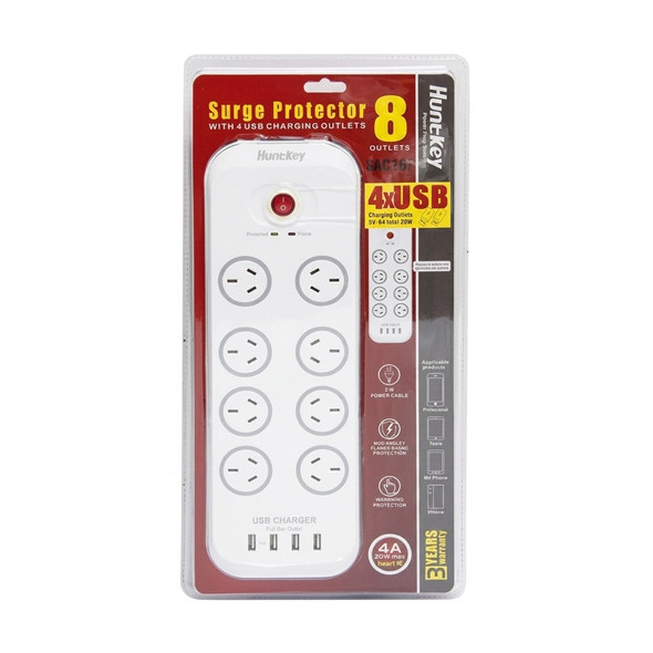 Huntkey SAC807 8 Outlet Surge Protected Powerboard with