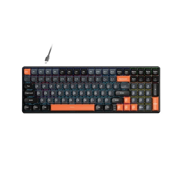 AULA S100 RGB Wired Mechanical Gaming Keyboard - Black, Brown Switch, 99 keys