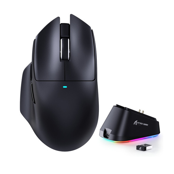 Attack Shark V6 Wireless Gaming Mouse with RGB Charging Dock Black