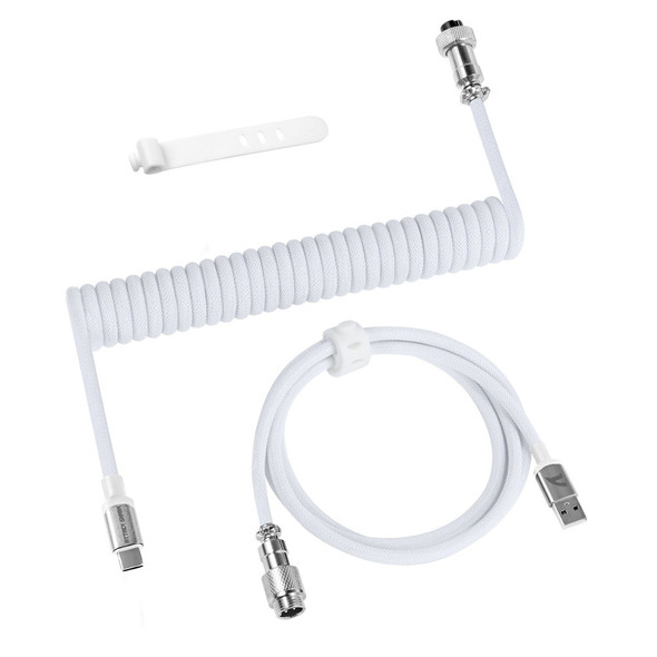 Attack Shark C01PRO Coiled USB-C Cable 1.7M-2.2M White