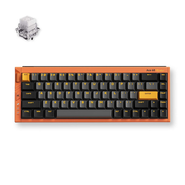 Buy the MCHOSE Ace 68 Turbo RGB Hot-Swappable Wired Gaming Keyboard - Galaxy Orange, Mount Tai Magnetic Switches GT, 68 keys ( MC-Ace68Turbo-9 ). Shop online at Extremepc.co.nz
