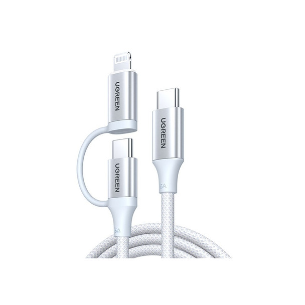 Buy the UGREEN 35295 MFI 100W USB-C to USB-C / Lightning Braided Cable White 1M ( UG-35295 ). Shop online at Extremepc.co.nz
