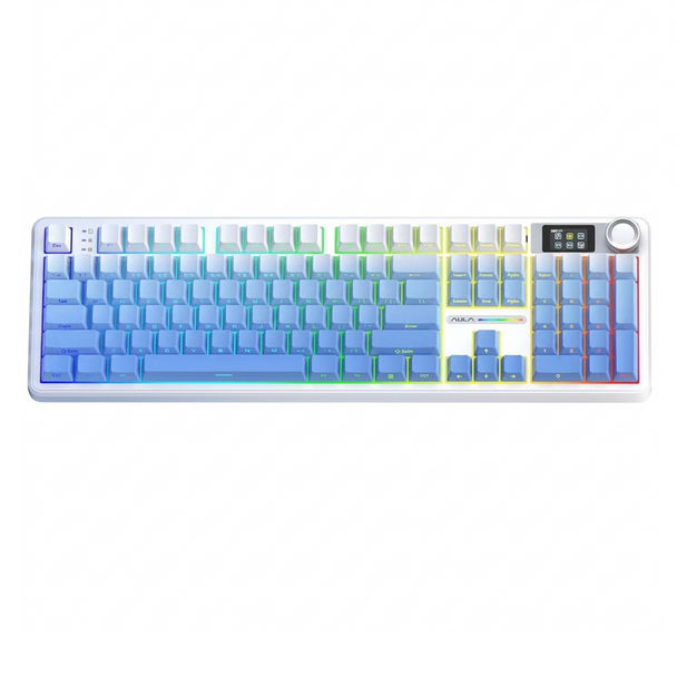 AULA F108 PRO RGB Hot-Swappable Wireless Gaming Keyboard - Blue, Caramel Latte Linear Switches, 104 keys