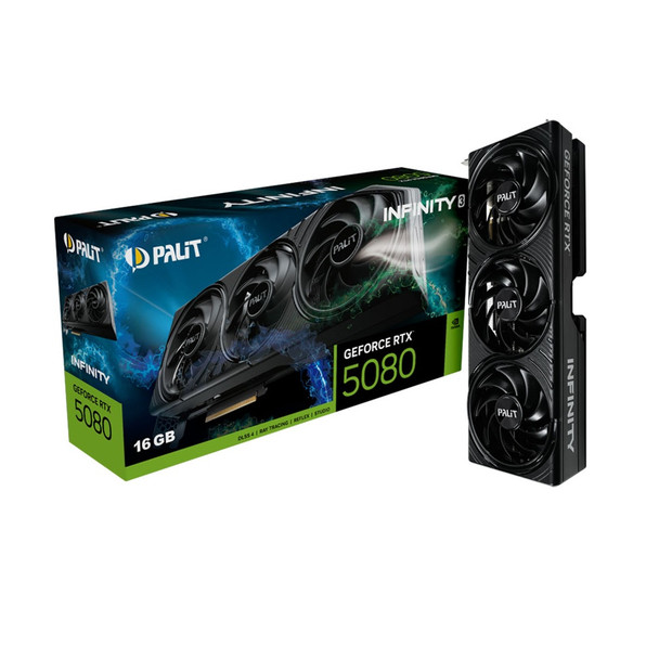 Buy the Palit GeForce RTX 5080 Infinity 3 16GB GDDR7 Graphics Card NE75080019T2-GB2035S ( NE75080019T2-GB2035S ). Shop online at Extremepc.co.nz