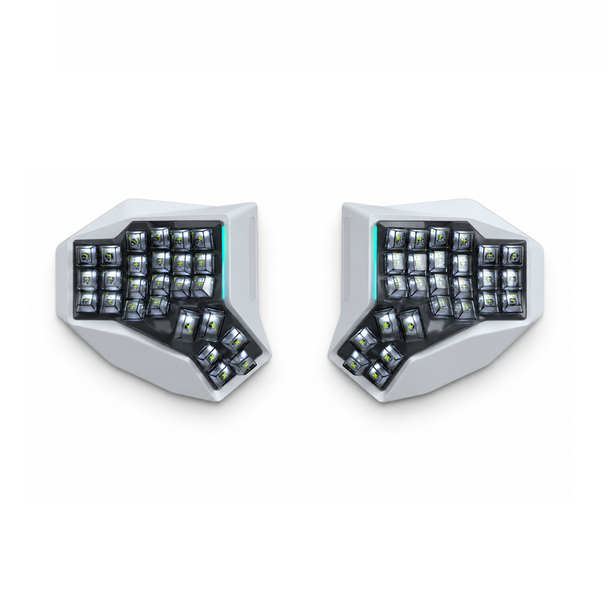 Angry Miao HATSU Ergonomics Split Wireless Mechanical Keyboard - Icy Silver Switches, 64 keys