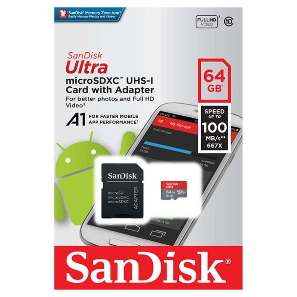 Buy the SanDisk 64GB Ultra MicroSDXC UHS-I Memory Card with Adapter ( SDSQUAR-064G-GN6MA ). Shop online at Extremepc.co.nz