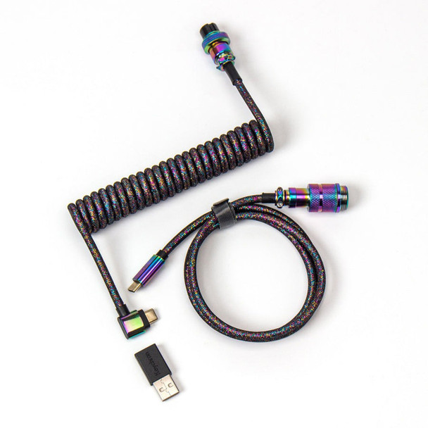 Buy Keychron Premium Coiled Aviator Angled Cable - Rainbow Plated Black at the best price from Extremepc Online Store