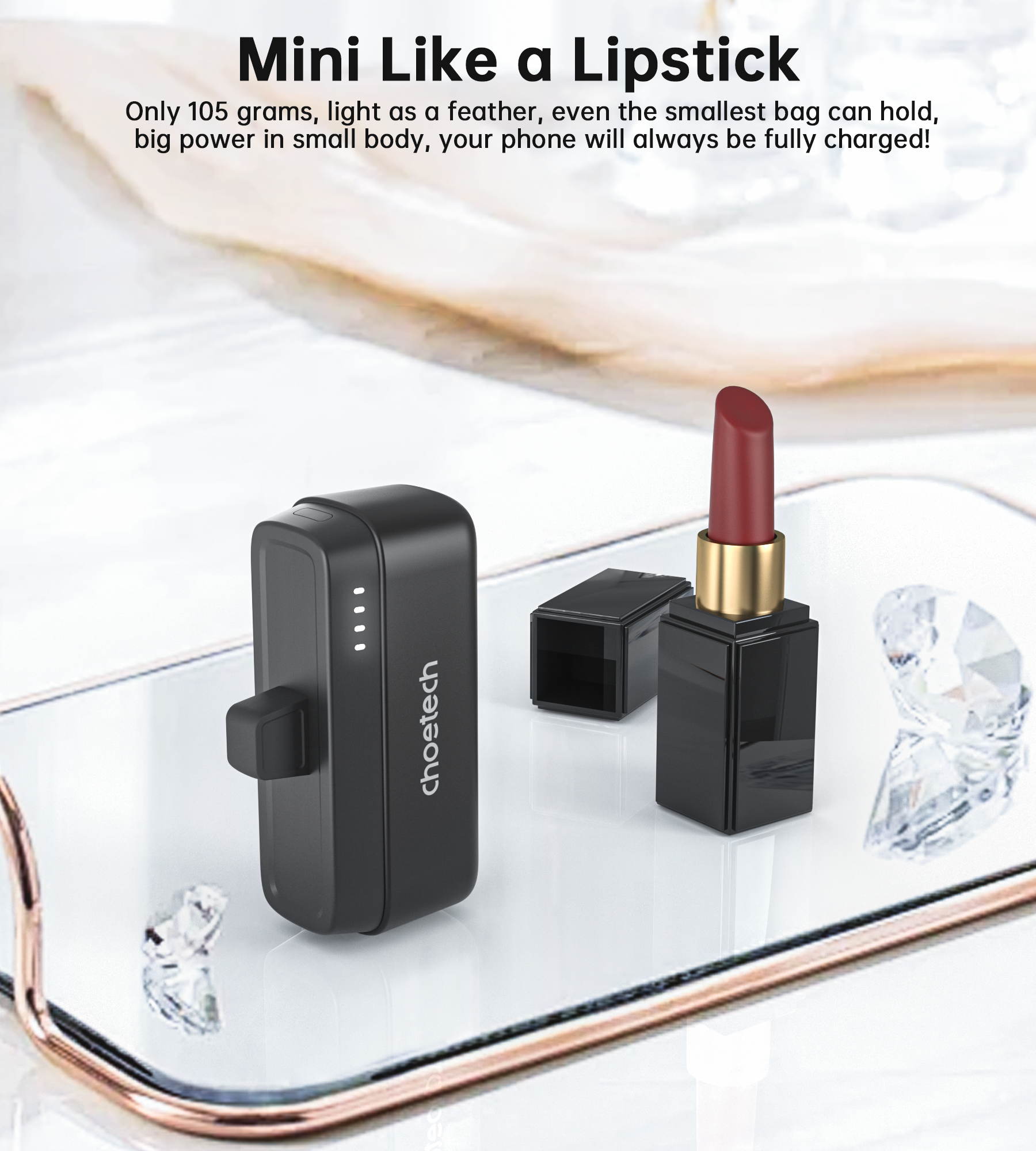 Choetech 5000mAh Mini Power Bank USB-C - very light to carry in your pocket power bank