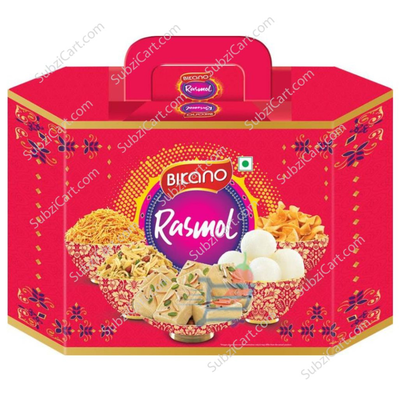 Feastive Celebrations Bikano Kaju Katli (250 grams) with a set of 5 Blessed  Rakhis , a pair of Ganesha Soan, Pooja Rakhi, Kesar(branded) and Chawal.  Complimentary Surprise gift for your dearest brothe -