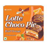Lotte Choco Pie Real Orange (12 Pc), 336 Grams