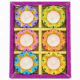 Decorative Multicolor Lotus Tealight Candle Set – 6 Pcs