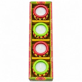 Diwali Diyas Designed Pot Type,  4 Count