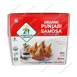 24 Mantra Organic Punjabi Samosa Frozen 6 Pc, 420 Grams