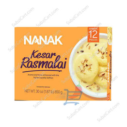 Nanak Kesar Rasmalai Frozen, 12Pc, 850 Grams