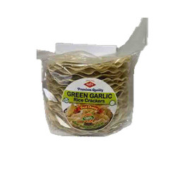 Jiyas Green Garlic Coin Rice Crackers, 150 Grams
