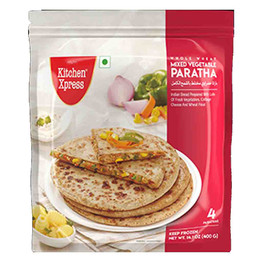 Kitchen Xpress Ww Mixed Veg Paratha 4 Pc Frozen, 400 Grams