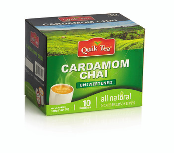 Quick Tea Unsweetened Cardamom Chai(10 Pouches), 160 Grams