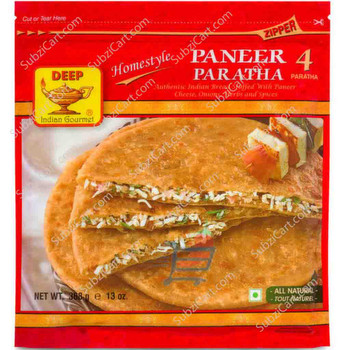 Deep Paneer Paratha, 4 Pieces, 368 Grams