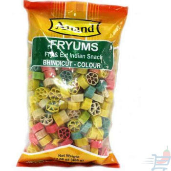 Anand Fryums Fry & Eat Indian Snack (Bhindi Cut - Colour), 400 Grams