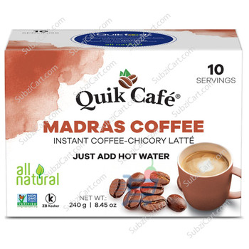 Quik Cafe Madras Coffee(Instant Coffee Chicory Latte) ,10 Bags
