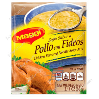 Maggi Sopa Sabor a Pollo Con Fideos, 60 Grams(Chicken Flavor Noodles Soup Mix)