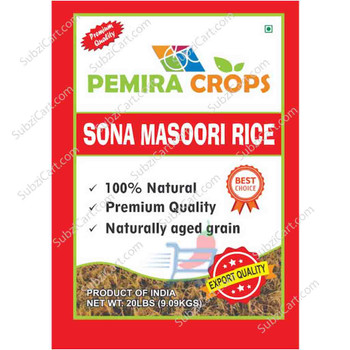 Pemira Crops Sona Masoori Rice, 20 Lb
