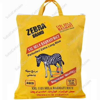 Zebra 1121 Sela Basmati Rice, 10 Lb