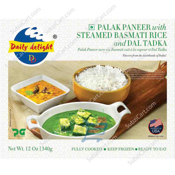 Daily Delight Palak Paneer With Steamed Basmati Rice And Dal Tadka, 340 Grams