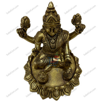 Mahalakshmi Devi Sitting Position With Round Flower, (Height 5", Width 4.5")