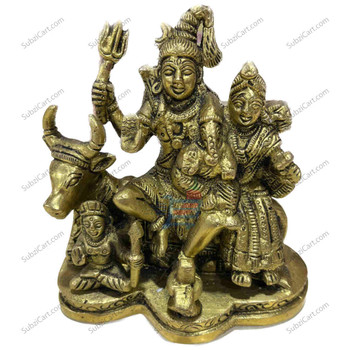 Shiva Parvathi Parivar Brass Idol, (Heifht 5", Width 4")