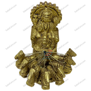 Surya Deva With 7 Horses Brass Idol, (Height 2.5", Width 3", Depth 3")