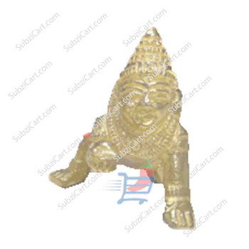 Krishna Brass Idol Small, (Height 1", Width 1", Length 1.5")