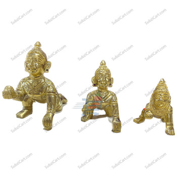 Krishna Brass Idol Medium, (Height 2", Width 1", Length 2")