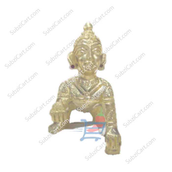 Krishna Brass Idol Medium, (Height 2", Width 1", Length 2")